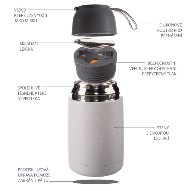 Termoska na jedlo so silikónovým držiakom 620 ml, Mountains