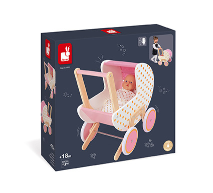 Janod Kinderwagen aus Holz für Candy Chic Puppen