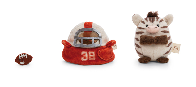 NICI peluche MyMochi Zebra Stripey 8 cm con palla e costume da giocatore di football americano, rega