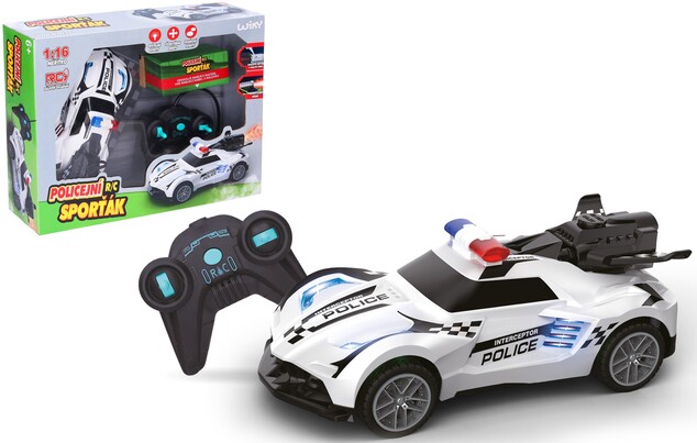 Auto policajné svietiace dymiace RC na diaľkové ovládanie 18 cm