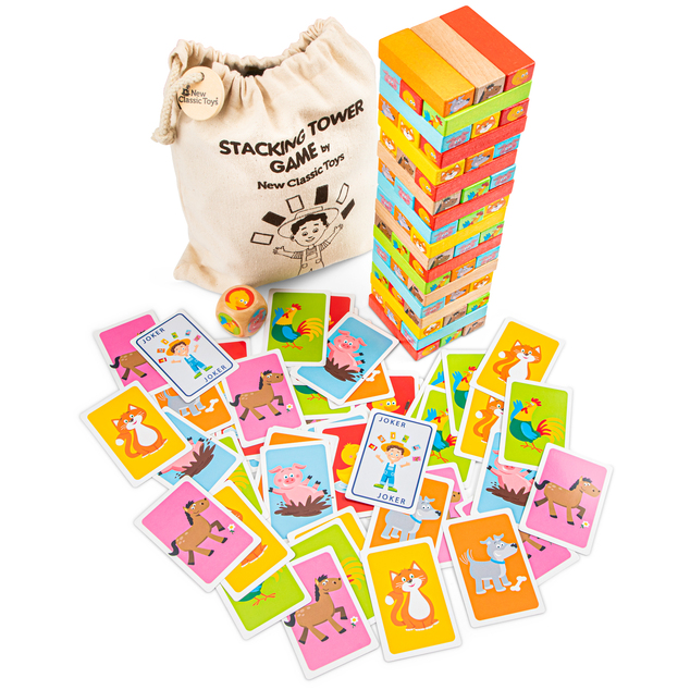 New Classic Toys Drevená veža Jenga so zvieratkami
