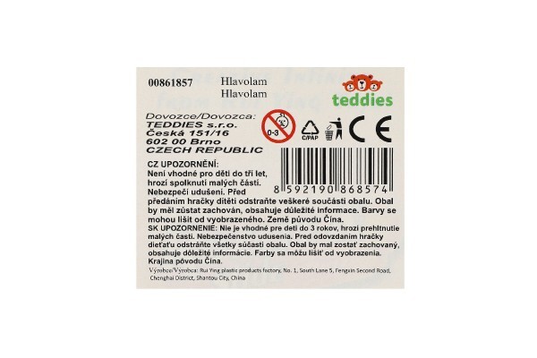 Hlavolam valec/veža farebný plast 11cm, 8x25x4,5cm