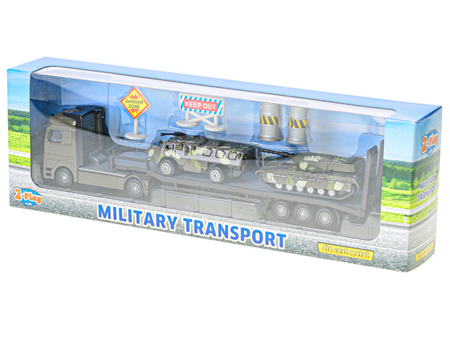 2-Play Traffic vojenský transporter 25cm kov s obrnenými vozidlami voľný chod