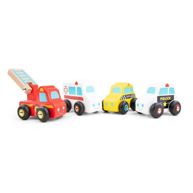 New Classic Toys Sada drevených mini vozidiel - 4 ks