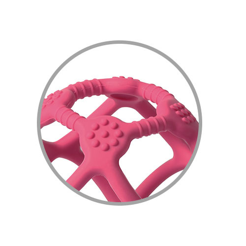 BABYONO Anneau de dentition en silicone Ortho balle rose 0m+