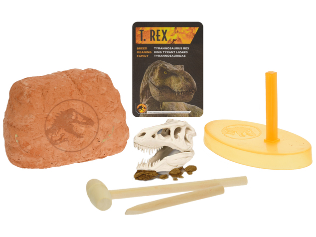 Jurassic World-Set, schnitzen Sie einen Dinosaurierschädel mit Sockel