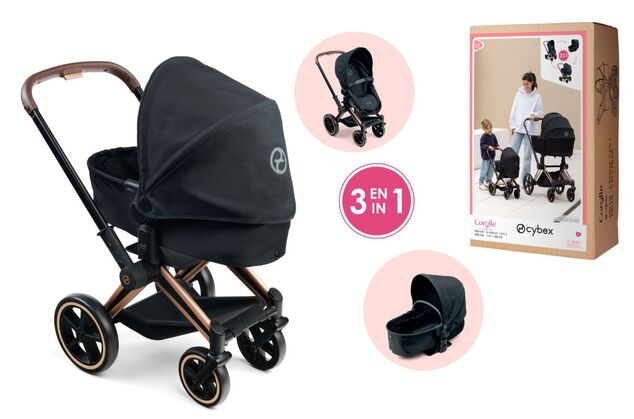 Passeggino Cybex Black 3 v1 per bambole 36-42 cm