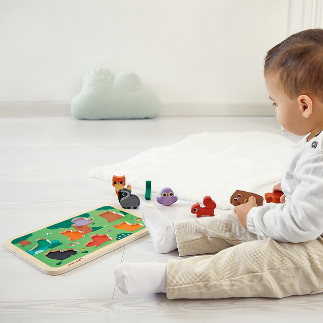 Janod Holzpuzzle für die Kleinsten Waldtiere Chunky