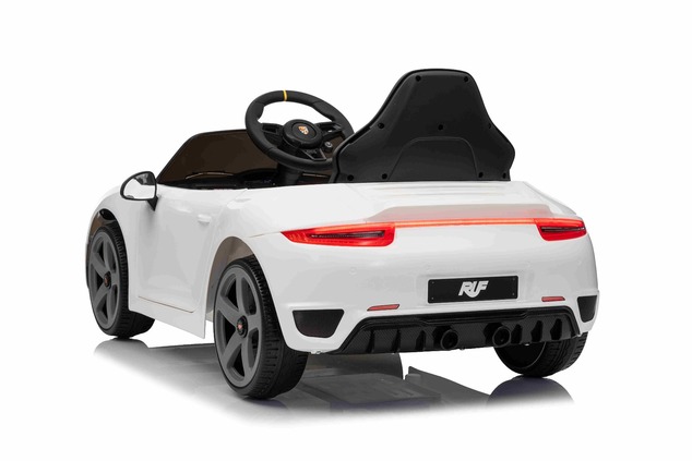 Elektrické autíčko RUF GT 12V, biele, Otváracie dvere, 2.4 GHz diaľkové ovládanie, LED sve