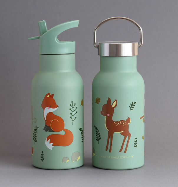 A Little Lovely Company - nerezová fľaša na pitie, 350 ml  - kamaráti z lesa
