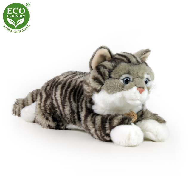 Plyšová mourovatá mačka šedá 40 cm ECO-FRIENDLY