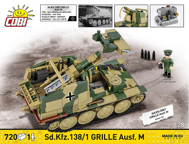 Cobi 2665 World War II Sd.Kfz. 138/1 GRILLE Ausf. M, 1:28, 724 k, 1 f