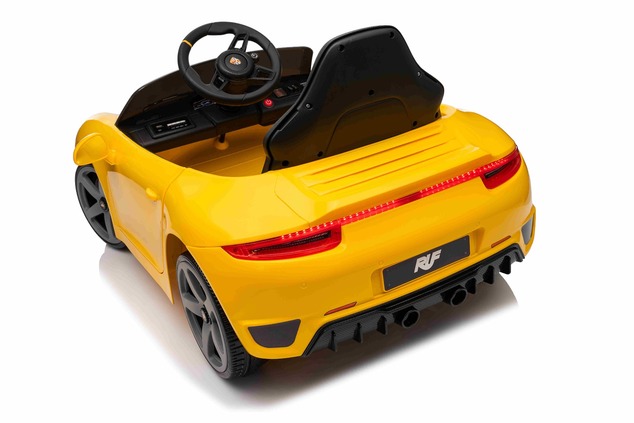 Elektrické autíčko RUF GT 12V, žlté, Otváracie dvere, 2.4 GHz diaľkové ovládanie, LED svet