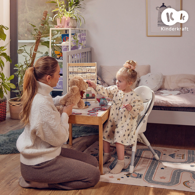 KINDERKRAFT Столче за хранене Dinnly 2в1 Бежово