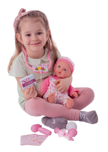 Baby kranker weicher Körper 36 cm aus Gummi mit Batteriezubehör mit Ton und Licht