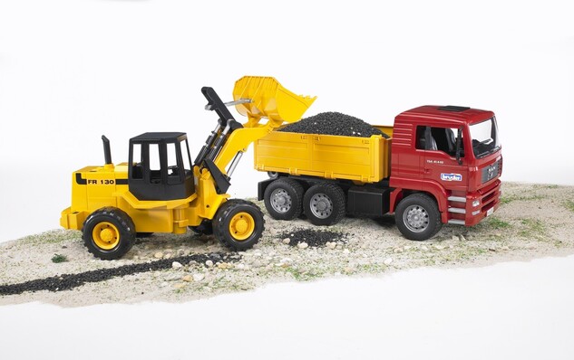 BRUDER 02752 MAN TGA volquete con cargador frontal FR130