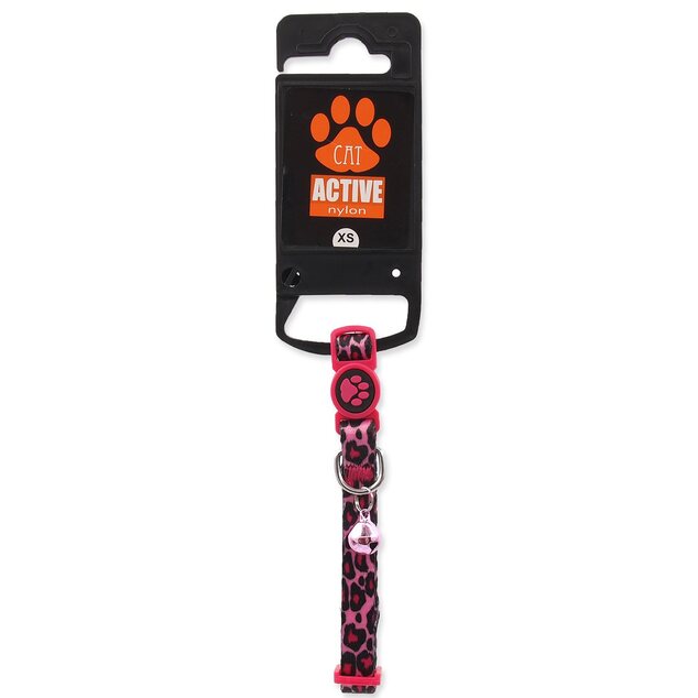 Obojok Active Cat nylon XS leopard ružový 1x19-31cm