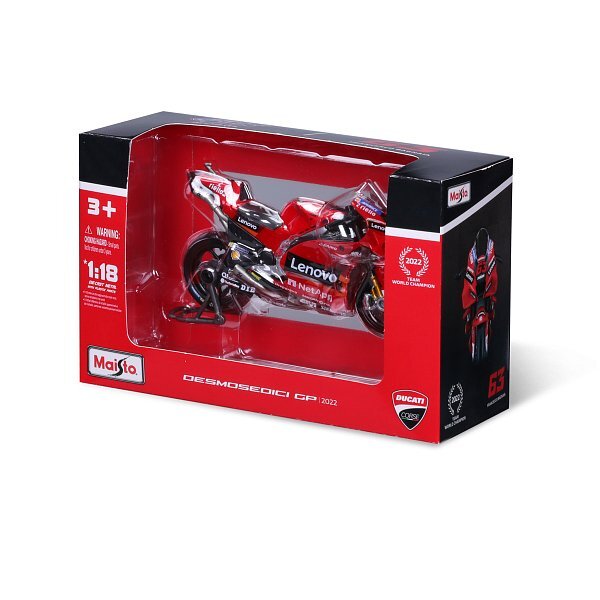 Maisto - Motocykel, Ducati Lenovo team 2022, (#63 Francesco Bagnaia), 1:18