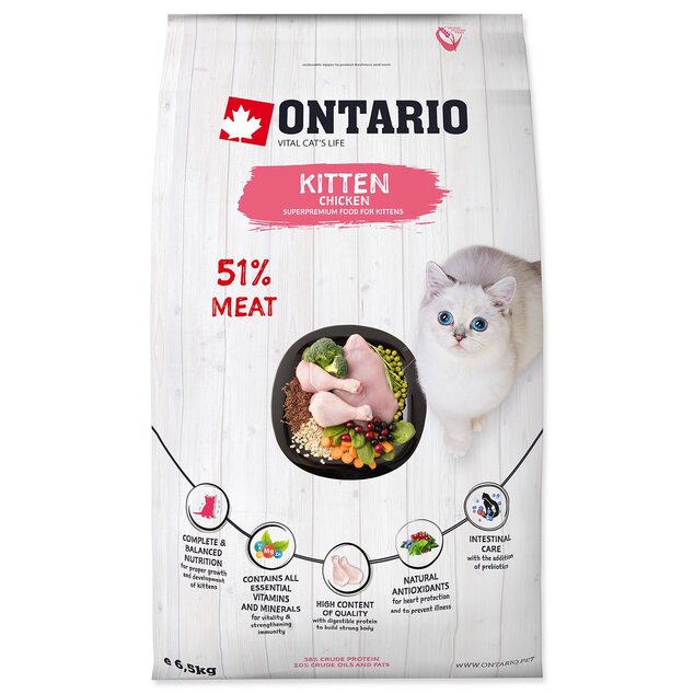 Krmivo Ontario Kitten Chicken 6,5kg