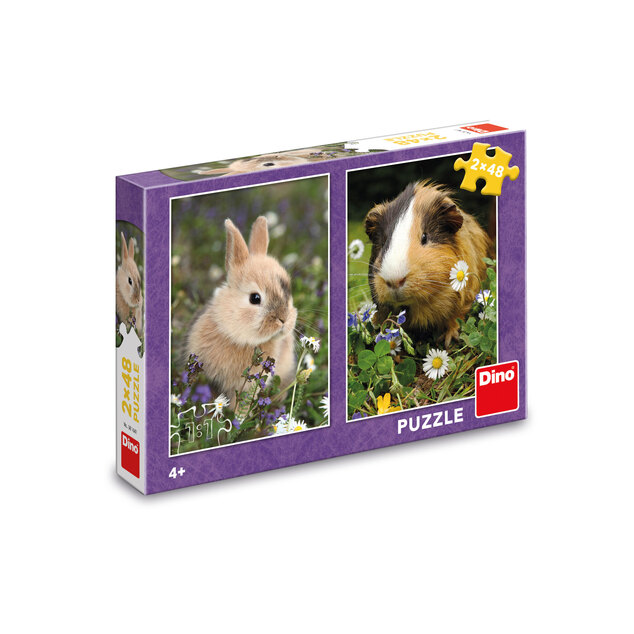 Puzzle Králiček a morča 2x48 dielikov