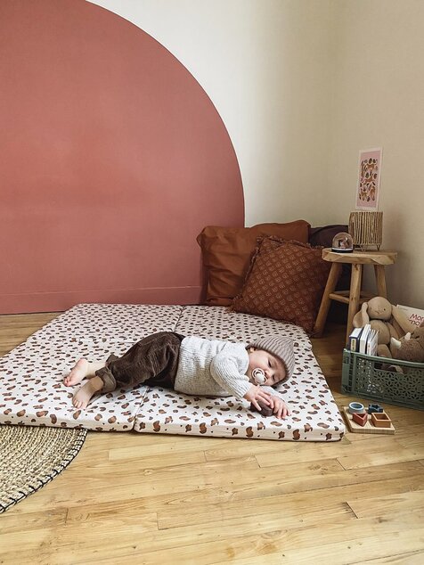 Tappetino da gioco pieghevole imbottito per bambini 3 in 1, Leopardo