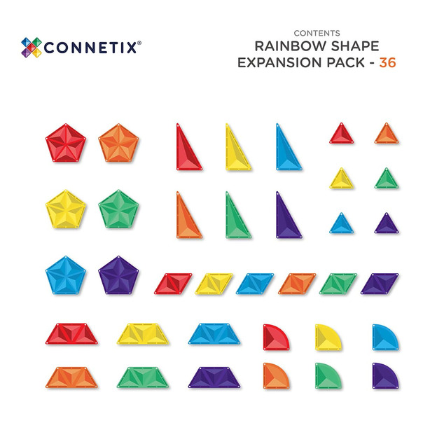 CONNETIX® Rainbow Shape Expansion Pack magnetisches Baukastenset 36 Stück