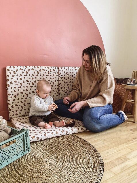 Tappetino da gioco pieghevole imbottito per bambini 3 in 1, Leopardo