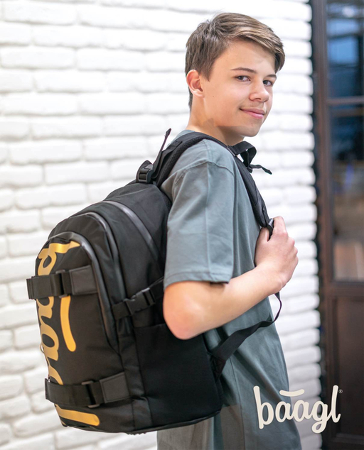 BAAGL SET 5 Skate Gold: Rucksack, Federmäppchen, Beutel, Gürteltasche, Laptop-Hülle