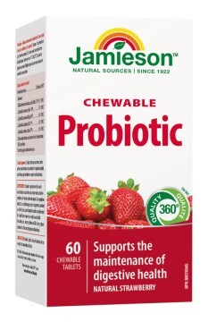 Jamieson Probiotic comprimés à sucer saveur fraise 60tbl.
