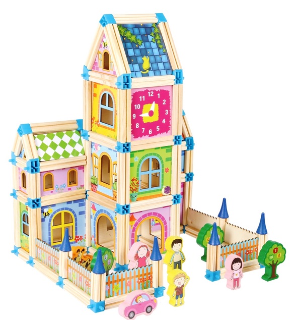 2Kids Toys Drevená stavebnica Zámok farebný