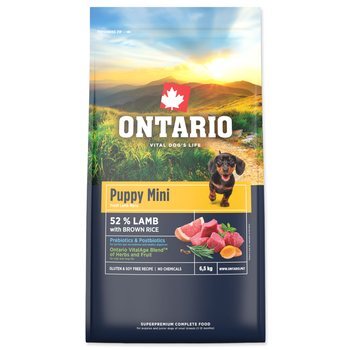 Krmivo Ontario Puppy Mini Lamb &amp; Brown Rice 6,5kg
