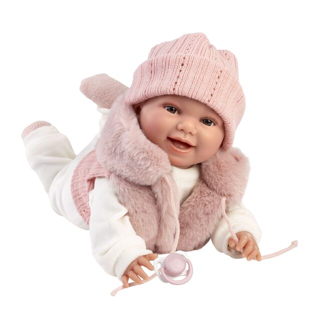 Llorens 63814 NEW BORN - muñeca bebé realista con sonidos y cuerpo de tela suave