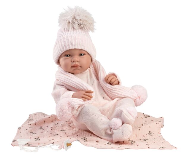 Llorens 84338 NEW BORN DIEVČATKO- realistická bábika bábätko s celovinylovým telom - 43 cm