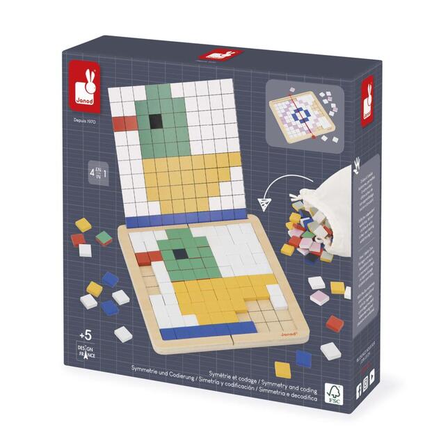 Janod Didattico Gioco educativo simmetria e codifica Mosaico in legno