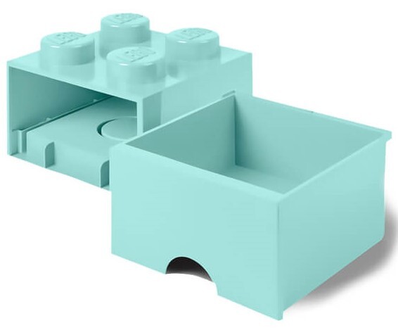 LEGO® úložný box 4 - so zásuvkou aqua  250 x 250 x 180 mm
