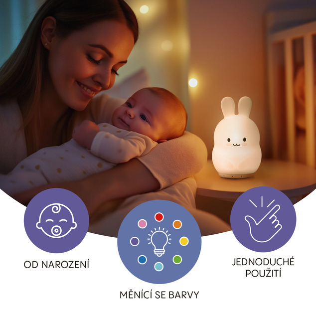 Silikónová nočná LED lampa veľkosť. M, Rabbit