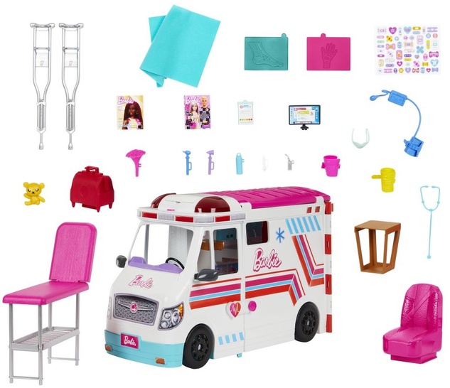 Mattel Barbie Krankenwagen und Klinik 2 in 1