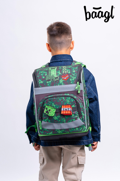 BAAGL SET 3 Zippy Plus Minecraft Boom: cartella, astuccio, sacchetto