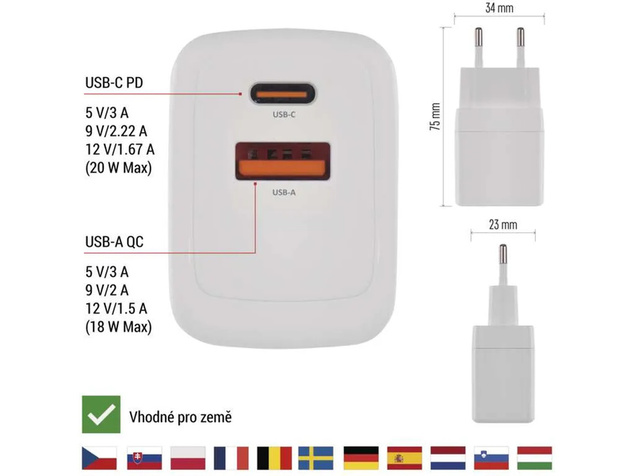 Sieťový USB adaptér (zdroj) GaN PD 20W