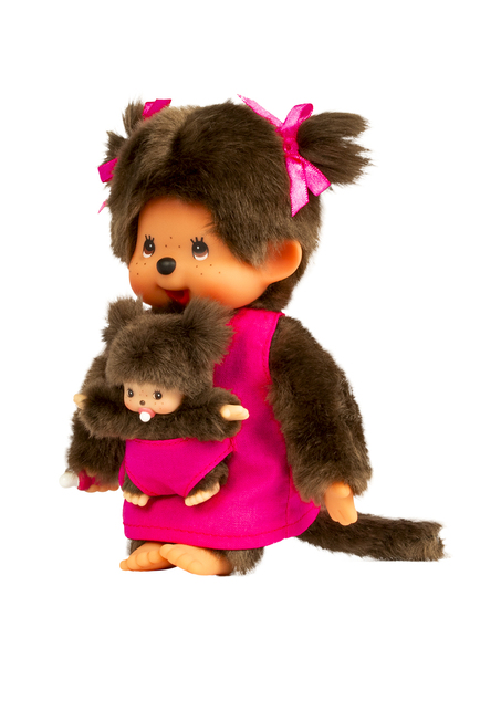 Monchhichi Mončiči mamma con bambino rosa 20cm