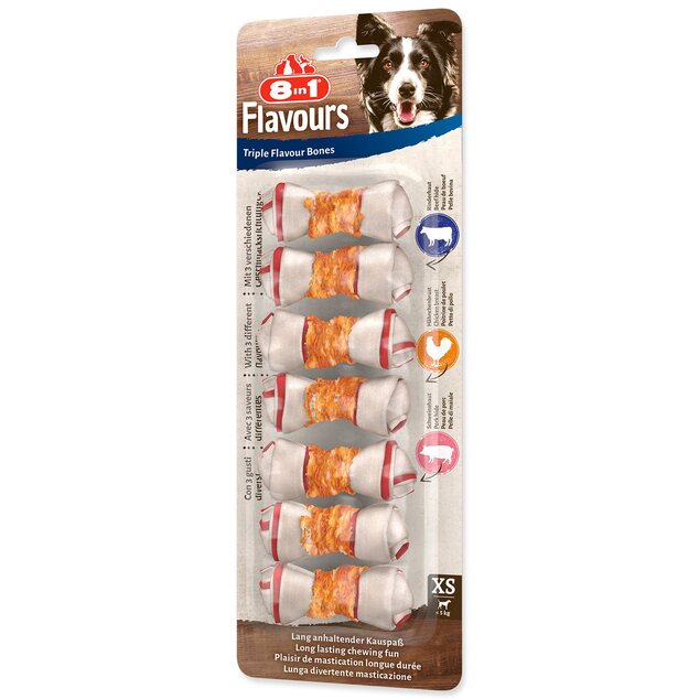 Pochúťka 8in1 Triple Flavour kosť žuvacia XS 7ks