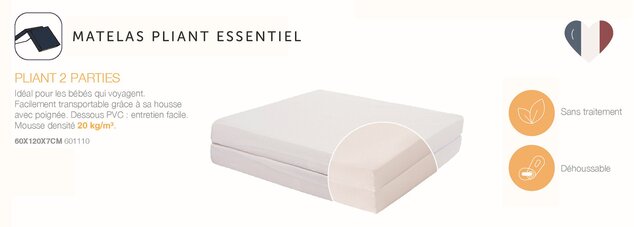 Materasso pieghevole Essential 60×120×7 cm