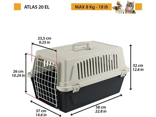 Prepravka Ferplast Atlas 20 sivá 37x58x32 cm