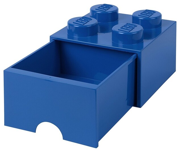 LEGO® úložný box 4 - se zásuvkou modrá 250 x 250 x 180 mm