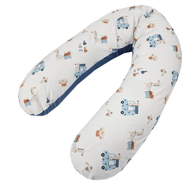 EKO Coussin d'allaitement Velvet Giraffe bleu 180 cm