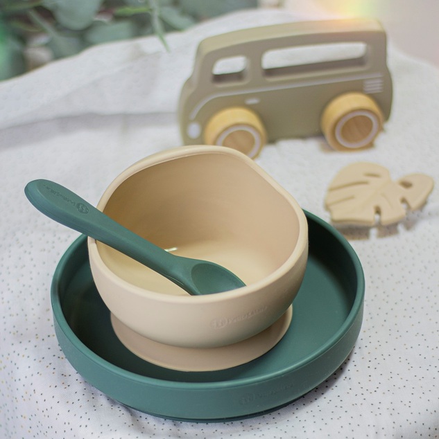 PETITE&amp;MARS Príbor silikónový TAKE&amp;MATCH Misty Green 6m+