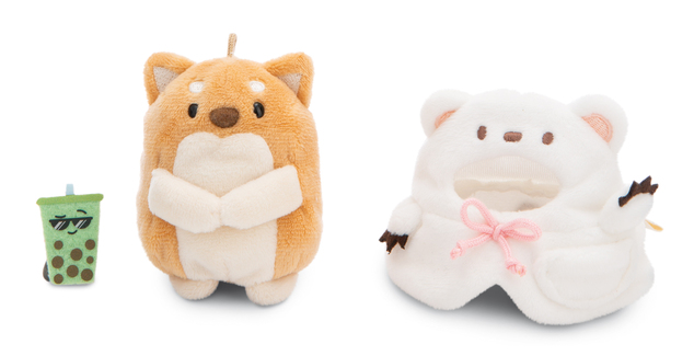 NICI plyš MyMochi Psík Hiro 8cm v kostýme ľadového medveďa a bubble tea, set darčekové bal