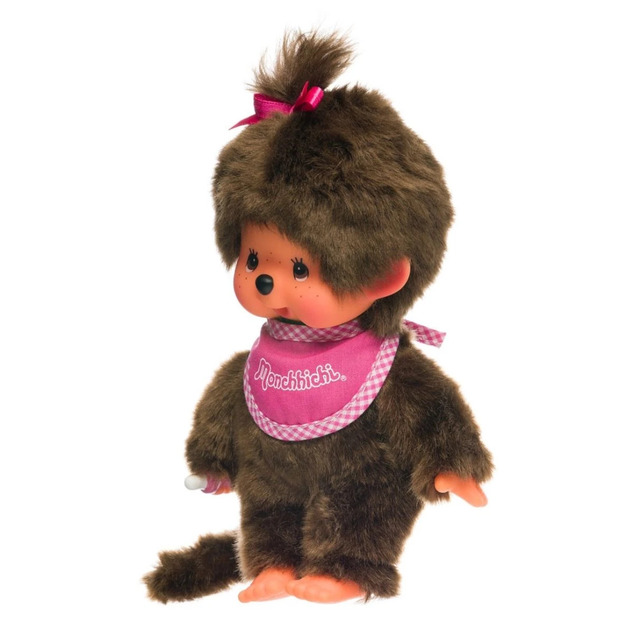 Monchhichi Mončiči ragazza con bavaglino rosa 20cm