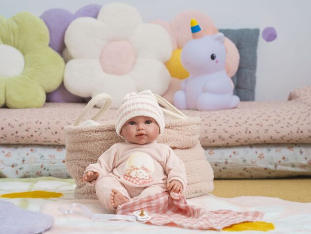Llorens 63812 NEW BORN - muñeca bebé realista con sonidos y cuerpo de tela suave