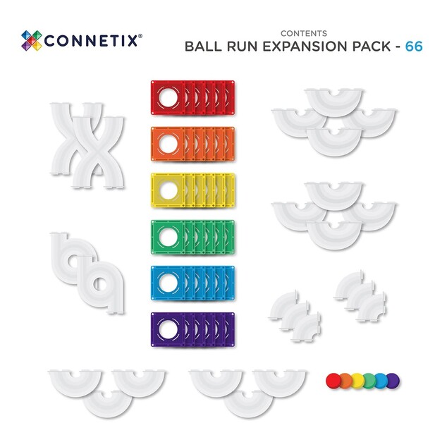CONNETIX® Rainbow Ball Run Expansion Pack magnetická stavebnica 66 ks